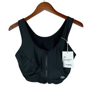 New Yvette Sports Bra Black Front Closure Size 42DD